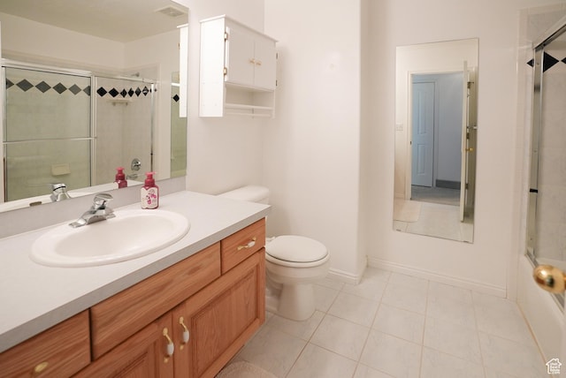 2187 N 3900 W, Plain City, UT 84404 - bathroom featuring a shower with shower door, vanity, and tile patterned floors