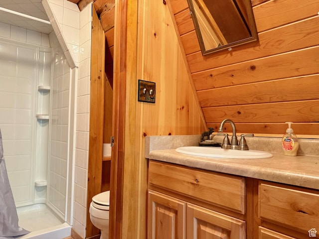 10215 E Moose Rd Unit 1, Brighton, UT 84121 - full bathroom with vanity, a shower stall, and wooden walls