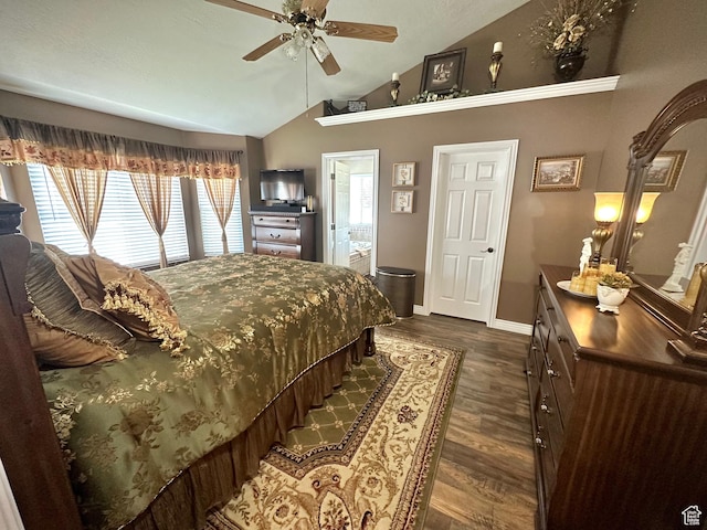 2242 N 2500 W, Lehi, UT 84043 - bedroom with lofted ceiling, dark wood-style flooring, and ceiling fan