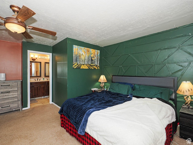 4060 W 2550 S, Taylor, UT 84401 - carpeted bedroom featuring a textured ceiling, ceiling fan, and connected bathroom