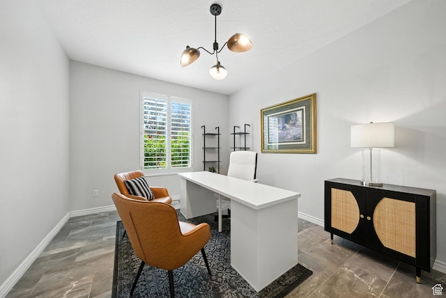 3072 W Current Creek Dr, South Jordan, UT 84095 - office with baseboards and a chandelier