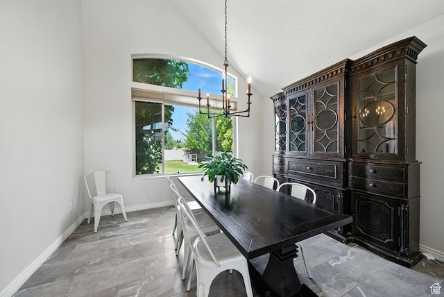 3072 W Current Creek Dr, South Jordan, UT 84095 - dining area featuring lofted ceiling and a chandelier