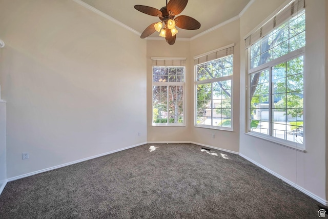 5072 S 1150 E, Ogden, UT 84403 - empty room featuring plenty of natural light, ornamental molding, ceiling fan, and carpet