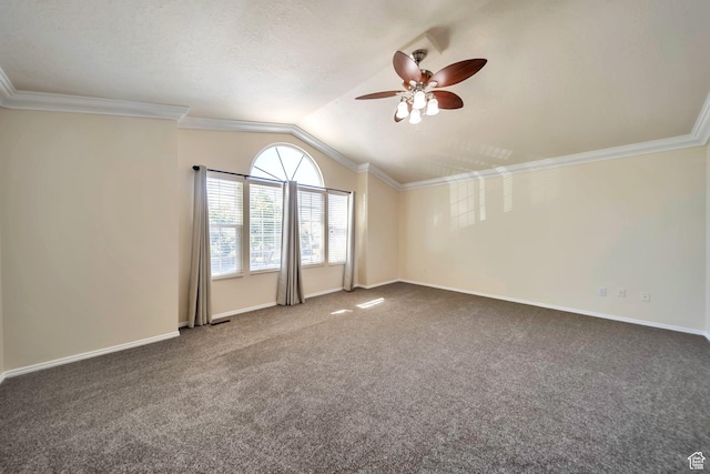 5072 S 1150 E, Ogden, UT 84403 - spare room featuring a ceiling fan, lofted ceiling, carpet, and crown molding