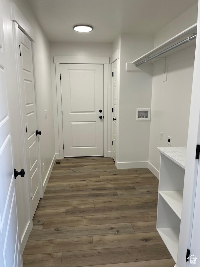 4940 N 5000 W, Roosevelt, UT 84066 - laundry area featuring electric dryer hookup, wood finished floors, and hookup for a washing machine