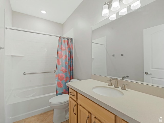 6067 W Whisle Stop Rd S, South Jordan, UT 84009 - bathroom with vanity, shower / bath combo, and tile patterned floors