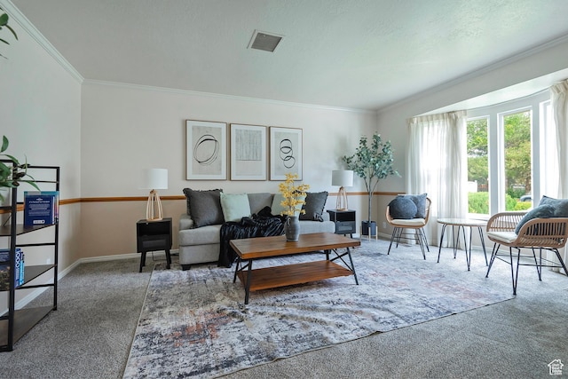 1814 E 9800 S, Sandy, UT 84092 - living room featuring carpet and ornamental molding