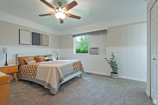 1814 E 9800 S, Sandy, UT 84092 - carpeted bedroom with a wainscoted wall, crown molding, and a ceiling fan