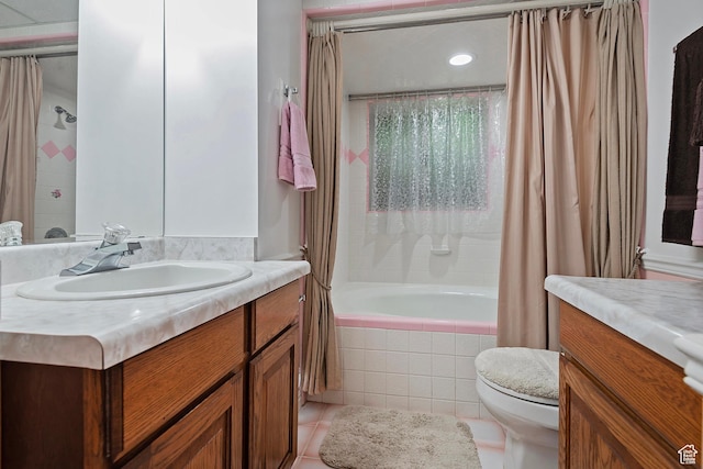1814 E 9800 S, Sandy, UT 84092 - bathroom featuring vanity, tiled shower / bath combo, and tile patterned floors