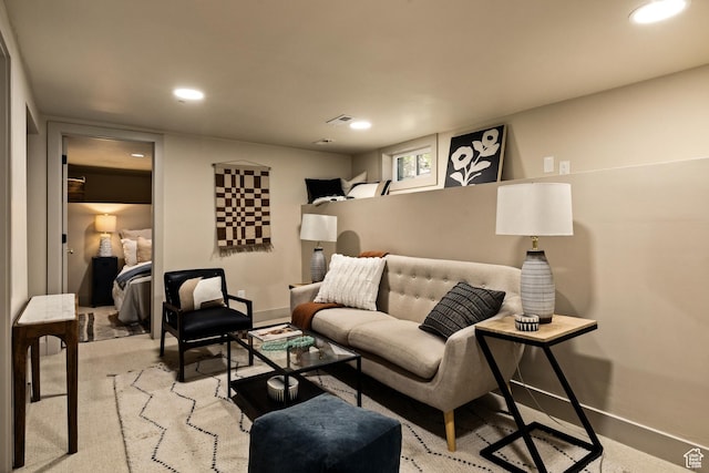 1444 E Sherman Ave, Salt Lake City, UT 84105 - living room with recessed lighting and light colored carpet