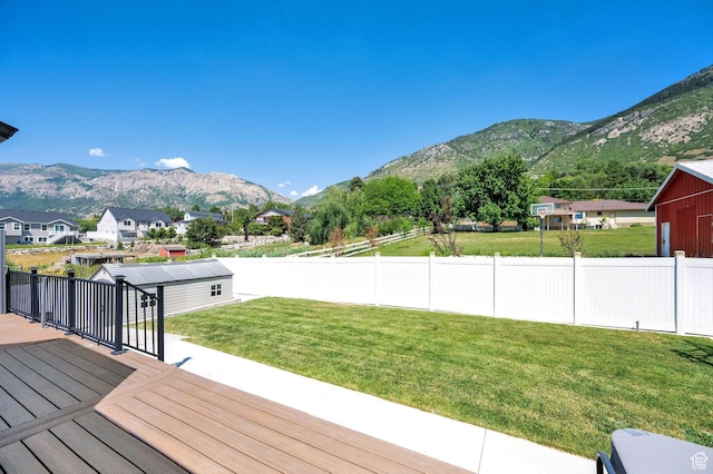 1788 N 925 E, North Ogden, UT 84414 - view of yard featuring a deck with mountain view and an outdoor structure