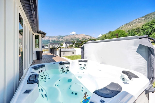 1788 N 925 E, North Ogden, UT 84414 - view of yard with a deck with mountain view and a hot tub