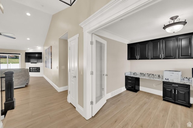 1788 N 925 E, North Ogden, UT 84414 - corridor featuring an office area, light wood-style flooring, and vaulted ceiling