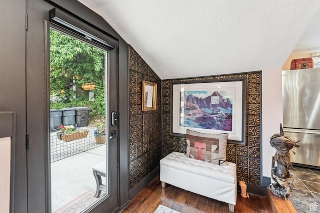 1439 Woodside Ave, Park City, UT 84060 - doorway featuring lofted ceiling and wood finished floors