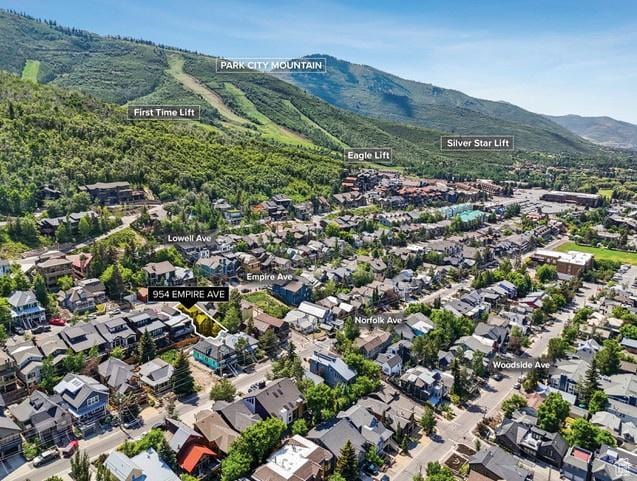 954 Empire Ave, Park City, UT 84060 - aerial overview of property's location featuring mountains