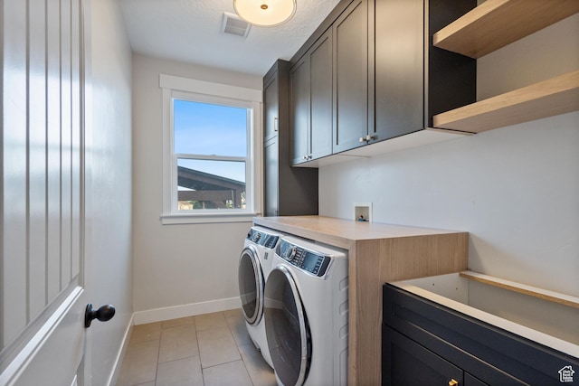 1401 W 1930 N, Pleasant Grove, UT 84062 - laundry area featuring washing machine and clothes dryer, cabinet space, and light tile patterned floors