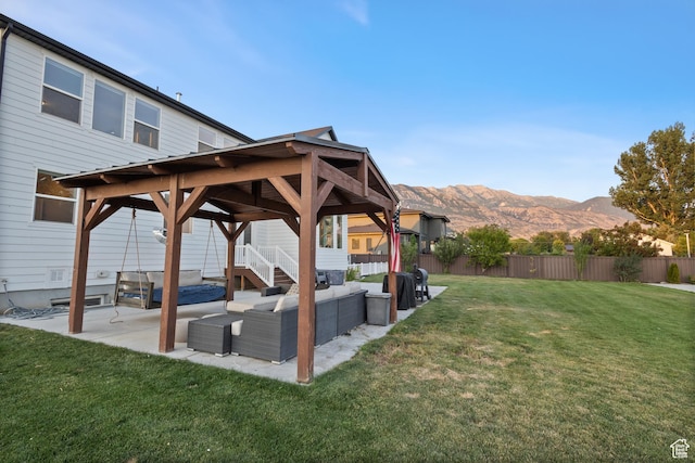 1401 W 1930 N, Pleasant Grove, UT 84062 - view of yard with outdoor lounge area, a mountain view, a gazebo, and a patio
