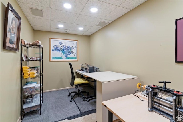 4420 Parkview Dr, Ogden, UT 84403 - office area featuring recessed lighting, carpet, and a drop ceiling