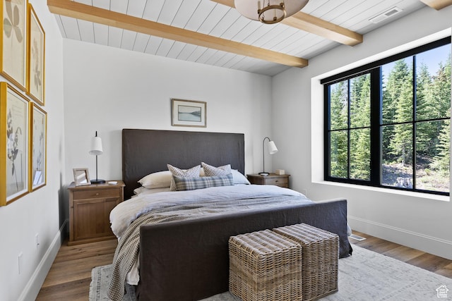 926 E Autumn Dr, Brian Head, UT 84719 - bedroom with wood finished floors and a wooden ceiling with exposed beams