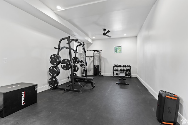 926 E Autumn Dr, Brian Head, UT 84719 - exercise room featuring recessed lighting and a ceiling fan