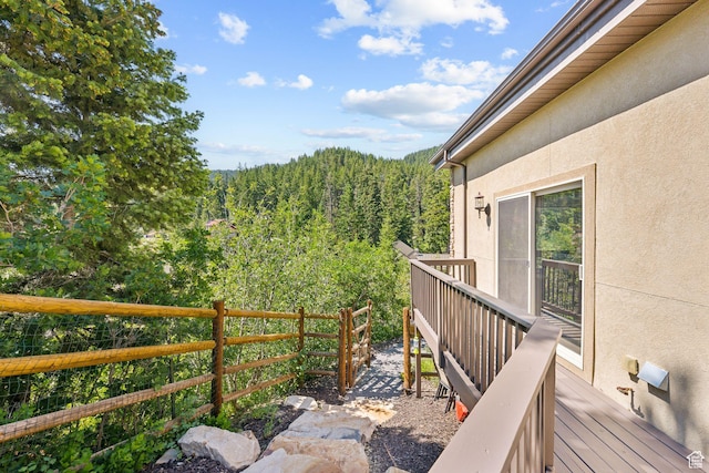 535 Crestview Dr, Park City, UT 84098 - wooden terrace featuring a view of trees