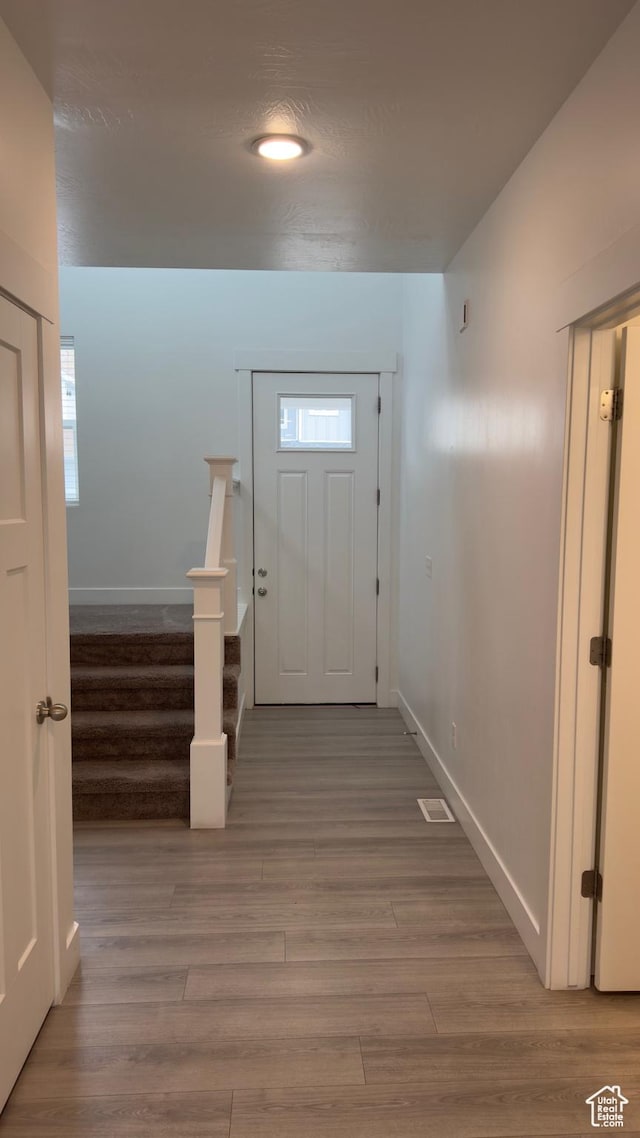 427 E 340 N, Vineyard, UT 84059 - doorway with stairs, light wood-type flooring, and recessed lighting
