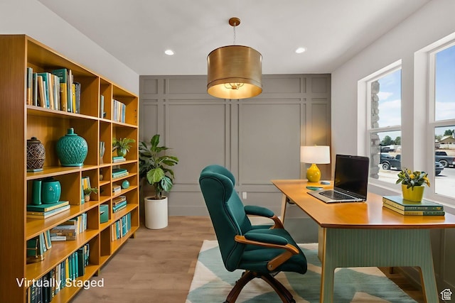761 W 880 N, American Fork, UT 84003 - office space with a decorative wall, light wood-style floors, and recessed lighting