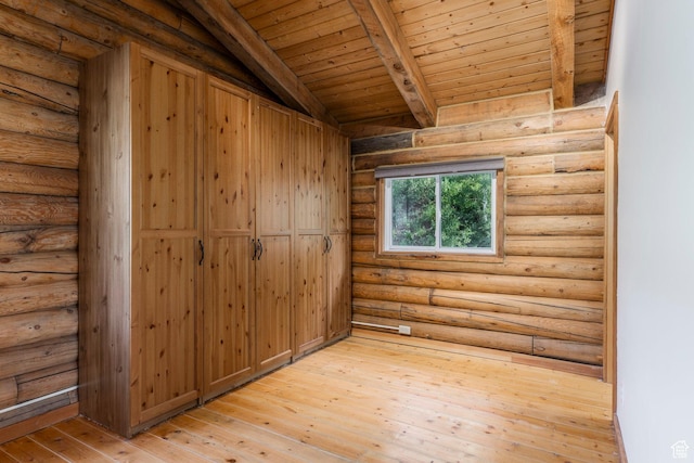 1796 W Tollgate Canyon Rd, Wanship, UT 84017 - empty room featuring wood ceiling, light wood finished floors, and log walls