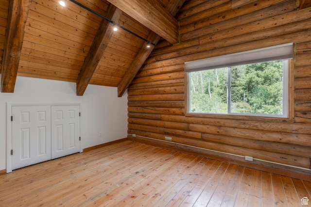 1796 W Tollgate Canyon Rd, Wanship, UT 84017 - additional living space with light wood-style floors, rustic walls, and wooden ceiling
