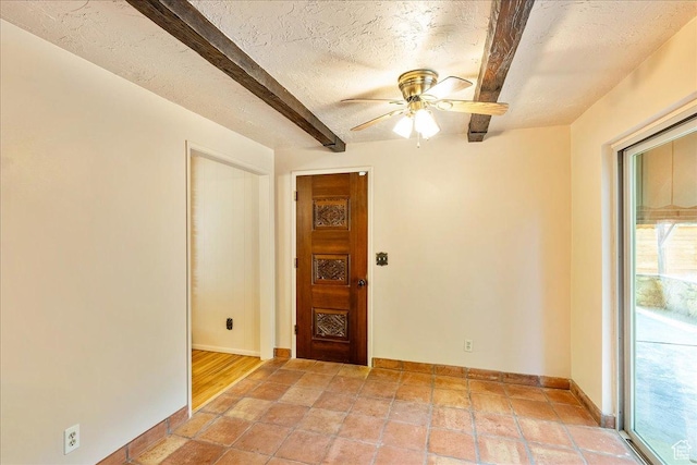 6690 S 1495 E, Cottonwood Heights, UT 84121 - unfurnished room featuring beam ceiling, a ceiling fan, and a textured ceiling