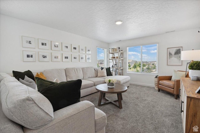 1128 E Bearing Dr S, Saratoga Springs, UT 84045 - carpeted living room with baseboards and a textured ceiling