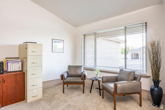 5689 W Sandy Stone Cir S, South Jordan, UT 84009 - sitting room featuring light carpet and lofted ceiling