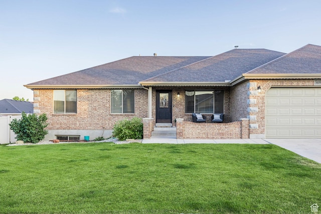 5689 W Sandy Stone Cir S, South Jordan, UT 84009 - ranch-style house featuring roof with shingles, brick siding, and a front yard