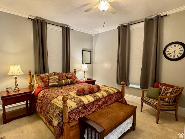 12 S Main, Holden, UT 84636 - bedroom with light colored carpet, ornamental molding, and a ceiling fan