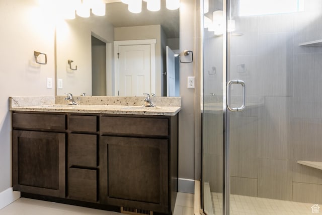 4567 W Breezy Meadow Dr, Herriman, UT 84096 - bathroom with a stall shower and double vanity