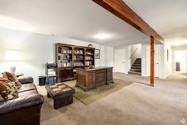 8871 S 100 E, Paradise, UT 84328 - office space featuring light carpet, a textured ceiling, and beam ceiling