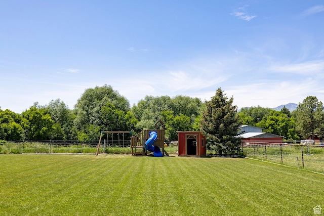 8871 S 100 E, Paradise, UT 84328 - view of yard featuring a playground and a mountain view