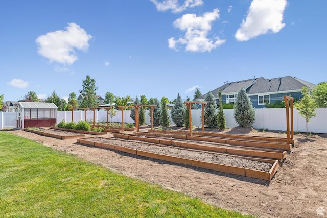 319 S 300 E, Midway, UT 84049 - view of yard with a vegetable garden, a greenhouse, and an outdoor structure