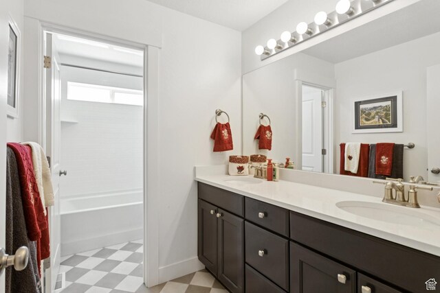 319 S 300 E, Midway, UT 84049 - full bathroom with tile patterned floors, double vanity, and tub / shower combination