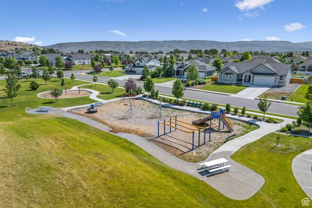 319 S 300 E, Midway, UT 84049 - aerial view of residential area featuring mountains and a recreational park
