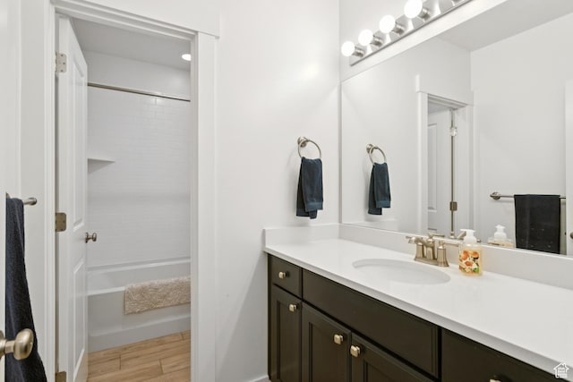 319 S 300 E, Midway, UT 84049 - bathroom featuring vanity, wood finished floors, and shower / tub combination