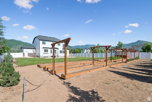 319 S 300 E, Midway, UT 84049 - fenced backyard with a mountain view and a pergola