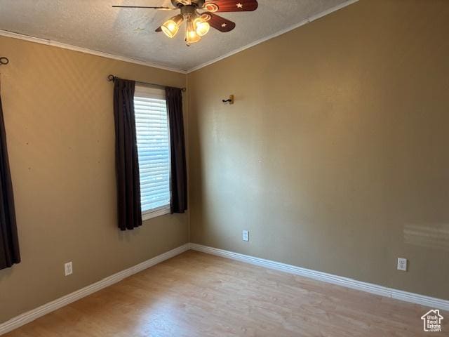 290 E 800 S, Roosevelt, UT 84066 - empty room featuring ceiling fan, light wood finished floors, ornamental molding, and a textured ceiling