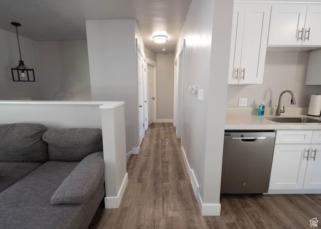 9446 S Barium St E, Sandy, UT 84094 - hall featuring a sink and dark wood-style floors
