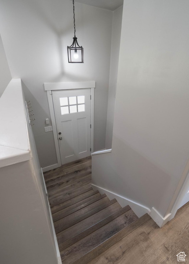 9446 S Barium St E, Sandy, UT 84094 - stairs featuring wood finished floors