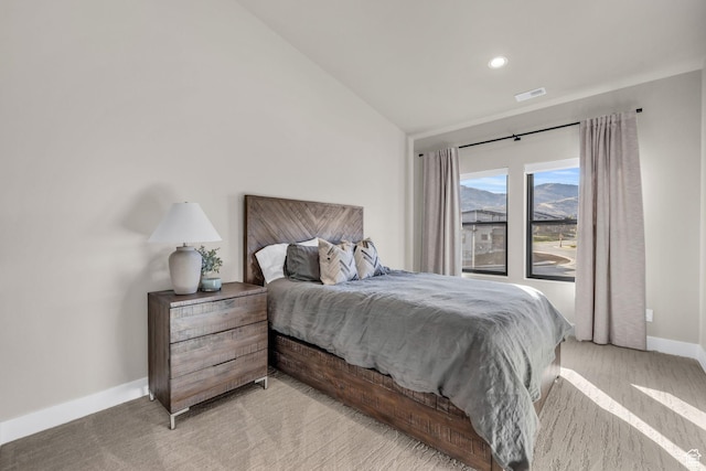 864 W Eland Cir, Heber City, UT 84032 - bedroom with lofted ceiling, light colored carpet, and recessed lighting