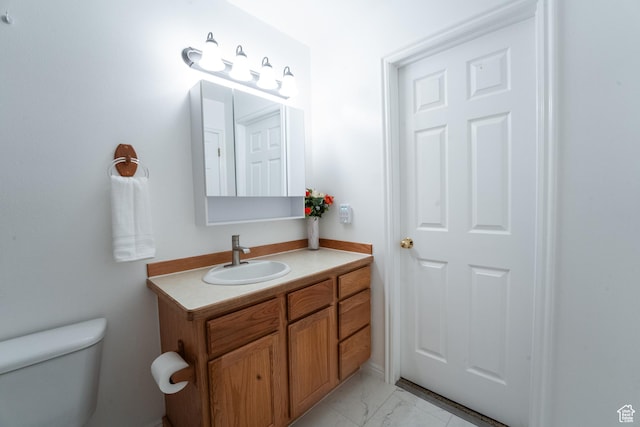2087 E Weeping Willow Way N, Eagle Mountain, UT 84005 - half bath with vanity and marble finish flooring