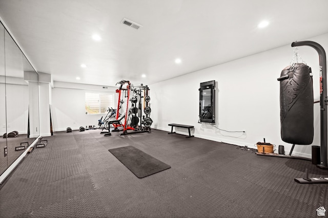 4753 W Mossley Dr, Herriman, UT 84096 - workout room featuring recessed lighting
