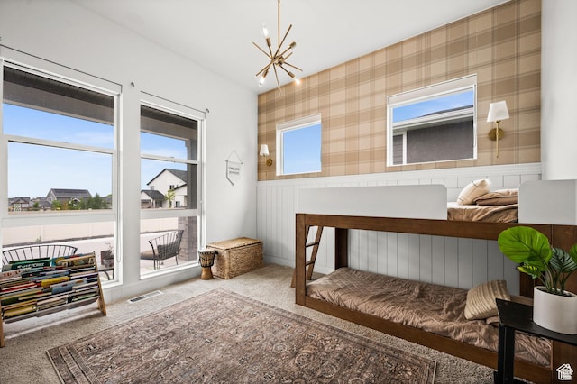 4753 W Mossley Dr, Herriman, UT 84096 - bedroom with a chandelier and carpet flooring