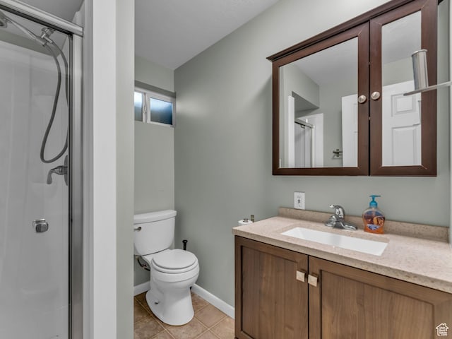 12580 S Janice Dr, Riverton, UT 84065 - bathroom featuring vanity, a stall shower, and tile patterned flooring